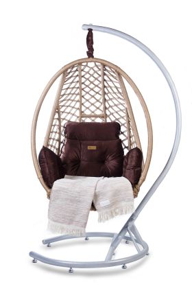 Luxus XXL Hängesessel Comfort Set Camel