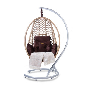 Luxus XXL Hängesessel Comfort Set Camel