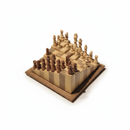 3D Schachbrett aus Walnussholz – handgefertigt 17*17