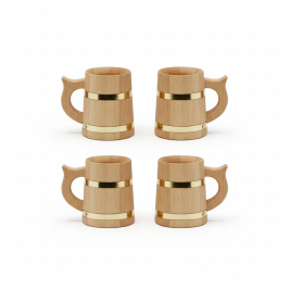 Nimaxes Eichenholz-Becher – 4er Set, 10 cm, Messing-Optik Nimaxes Eichenholz-Becher – 4er Set, 10 cm, Messing-Optik