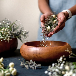 Round wooden bowl